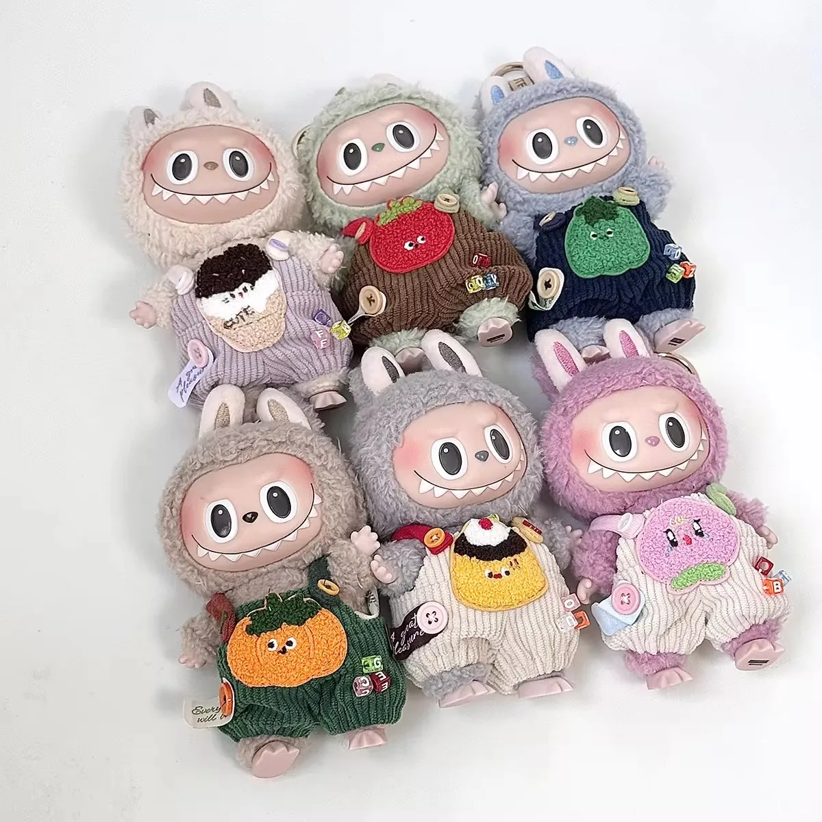 17cm Cute Mini Plush Doll'S Clothes Outfit Accessories Labubu Idol Dolls donut overalls Clothing DIY Kid Gift Strap Labubu Pants 6