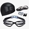 Swimming Eyewear And Cap Set For Adult Men,High-Definition Anti Fog Electroplated Swimming Goggles,Female Nose Clip Earplug Set 5
