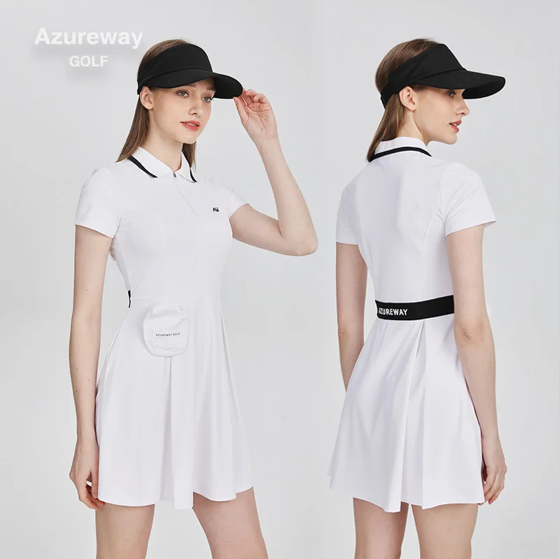 AW Golf Women's Short-sleeved Dress New Spring Summer Sports Short Skirt French Style Ladies Tennis Knee-high Dresses