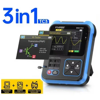 FNIRSI DSO-TC3 Mini oscilloscopio digitale portatile Tester per transistor Sorgente segnale Tester per componenti elettronici multifunzione 3in1