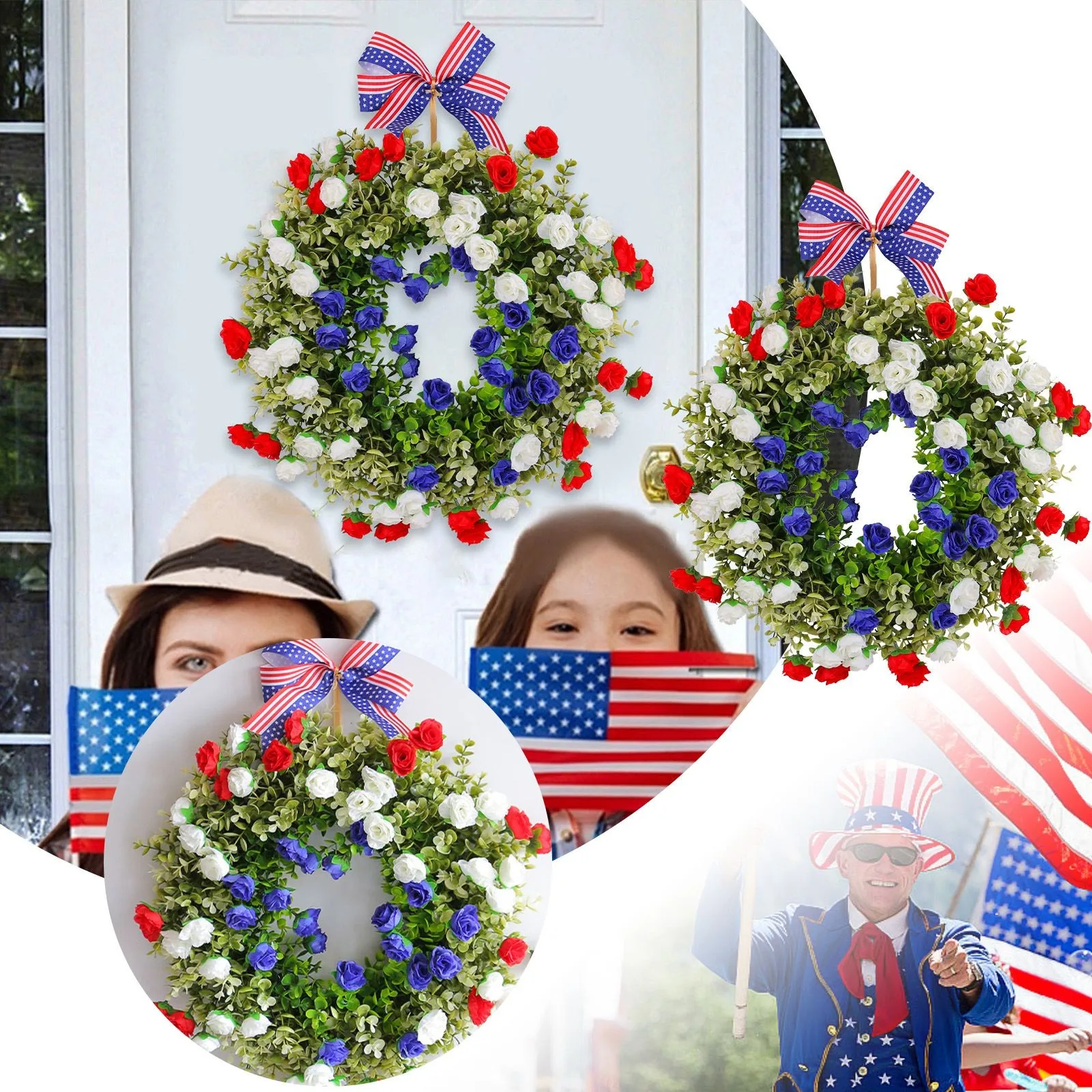 

Independence Day Flower Wreath Front Door Wreath Front Wreath For Front Door Wedding Ornament Party Supplies