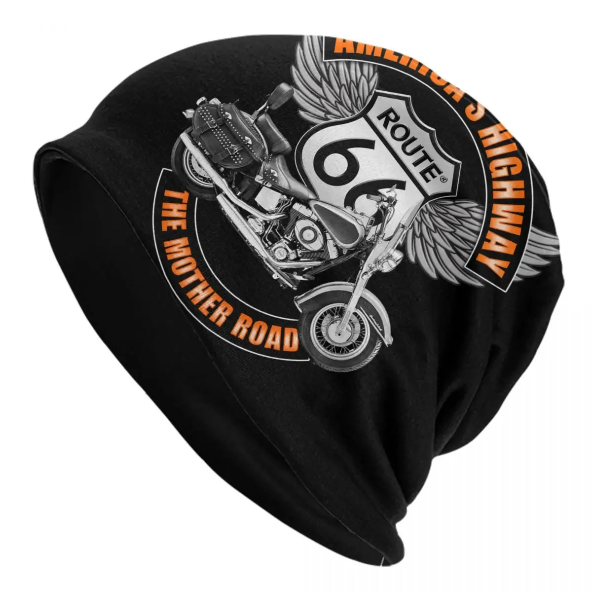 

Americas Highway Route 66 Bonnet Hats Street Knitting Hat For Women Men Warm Winter USA Highway Skullies Beanies Caps