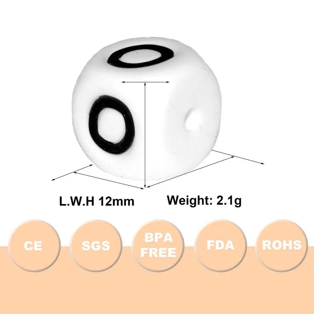 50Pcs 12mm Glow In the Dark English Alphabet Letter Beads Luminous Silicone Letters Beads for Baby Teething Chew Toy Shower Gift 4