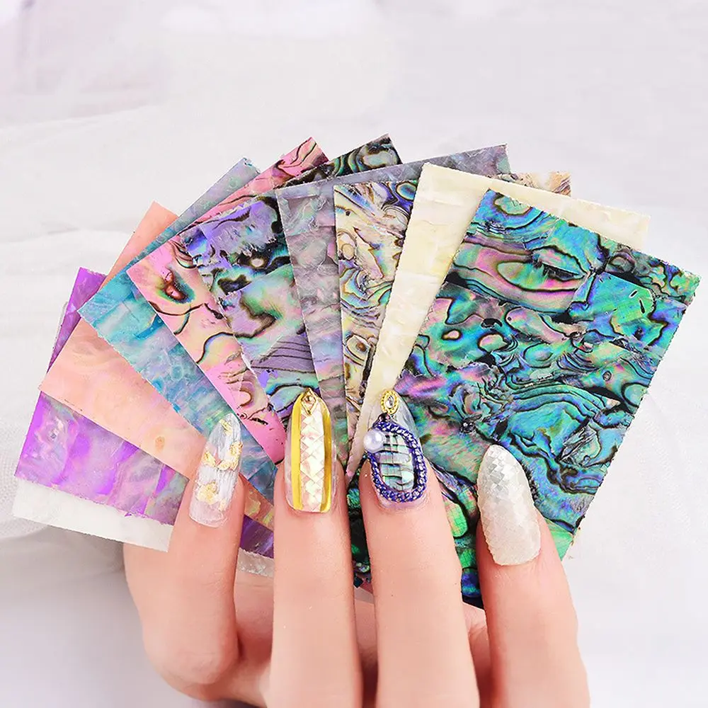 Shell Abalone 3D Nail Sticker Gradient Mermaid Flakes Nail Foil Seaside Design Adhesive DIY Art Stickers Decals 1pc nail stickers nail art tools nail decals