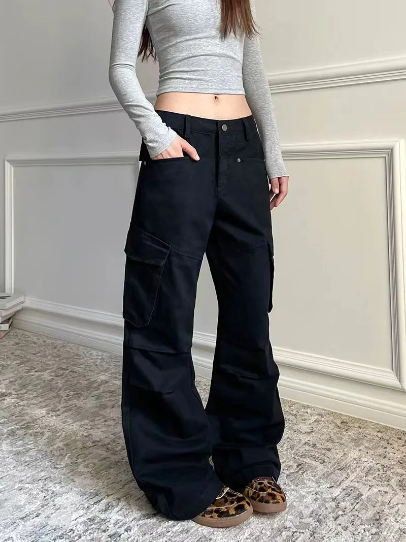 American Vintage Hip-hop Cargo Pants for Women Street Trendy Cool New Trousers Woman Autumn Winter Fashion Wide Leg Pants Women 3