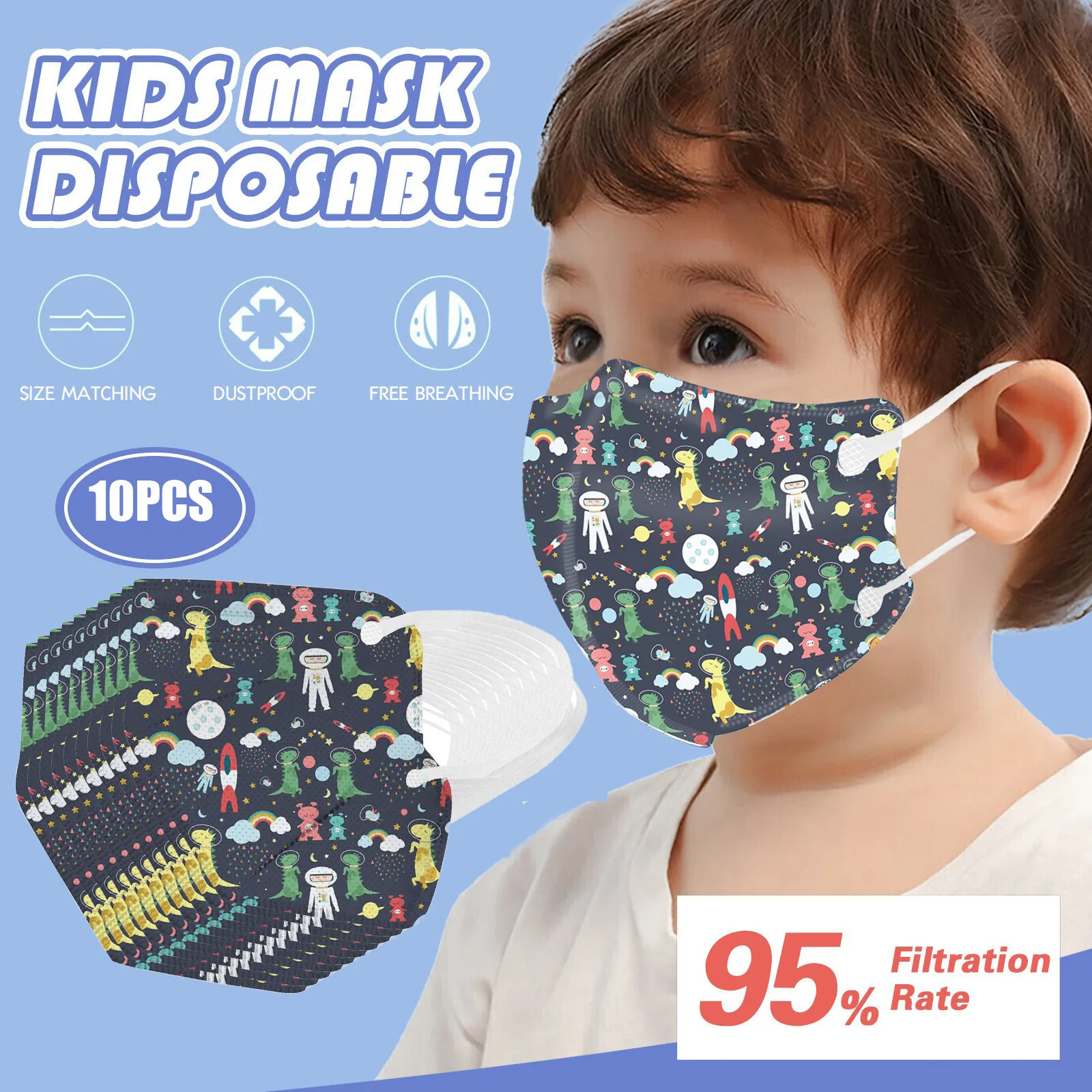 5-Layer Astronaut Series Printed Face Masks For Children Daily Protective Breathable Face Mask Outdoor Dust-Proof face mask