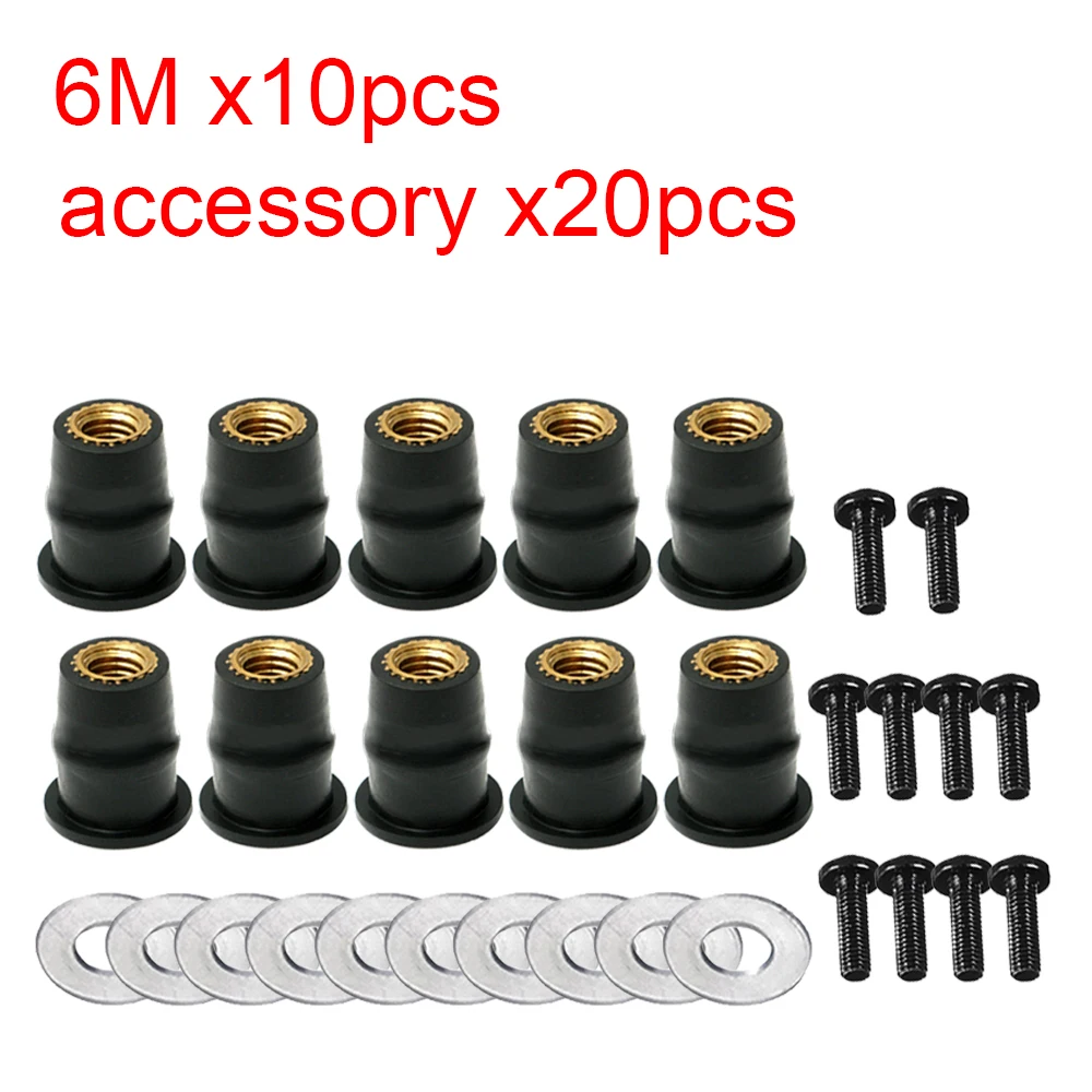 10/30PCS M5 M6 Motorcycle Windscreen Windshield Bolts Screws