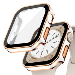 Premium Tempered Glass Cover for Apple Watch - Screen Protector Case (White rose)
