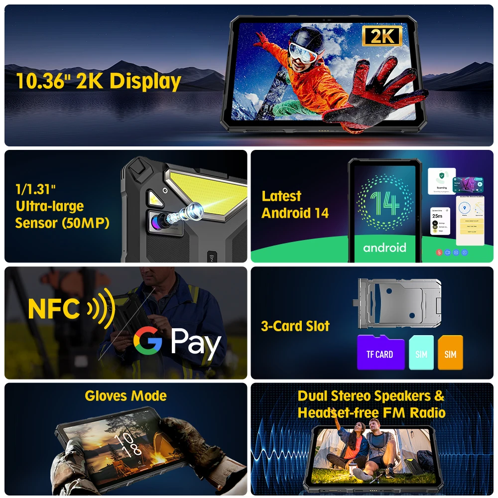 【World Premiere】5G Rugged Tablet Ulefone Armor Pad 4 Ultra IP68/IP69K LED Light 11800mAh Battery,fast charging 16GB+256GB 50MP 5