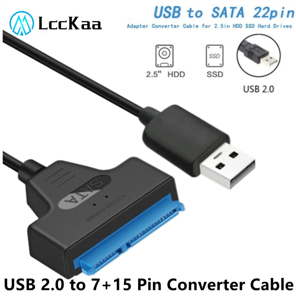 USB Sata Cable Sata to USB 2.0 7+15 Pin Adapter Converter Cables USB Sata Adapter Cable Support 2.5 Inches SSD HDD Hard Drive