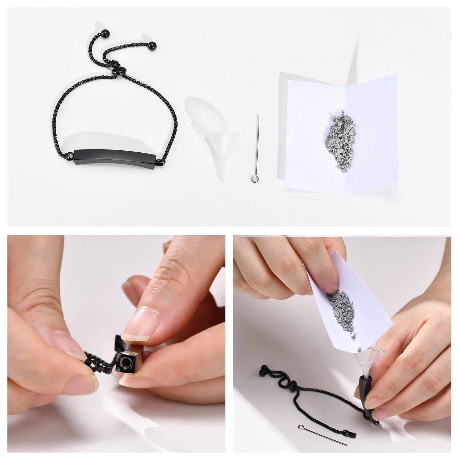 Bracciale Gioielli Cremazione Per Ceneri Braccialetti Urna Cuore In Acciaio Inossidabile Per Ceneri Cuore Memoriale Gioielli Ricordo Con K Imbuto - Foto 8