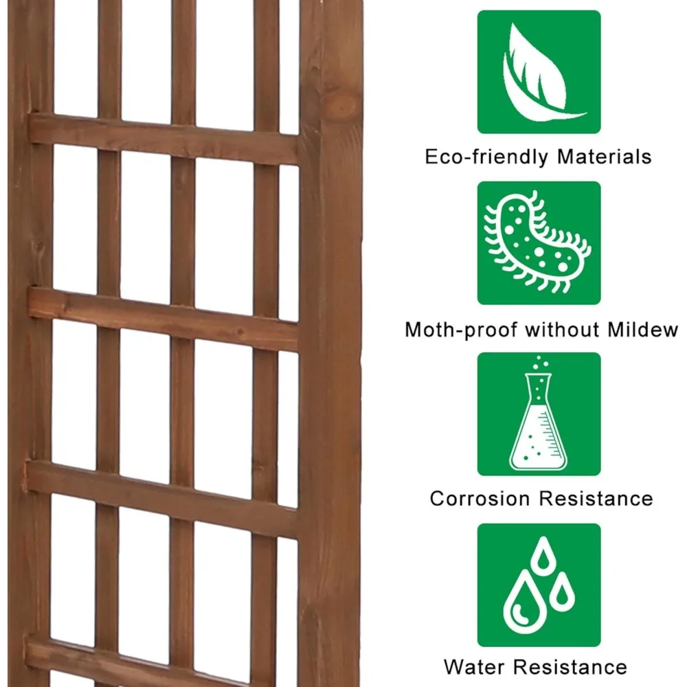 Garden Arbor, 7FT Natural Fir Wood Arbor Wedding Arch Outdoor Garden Trellis Pergola Arbor with Trellis Wall for Climbing Plants