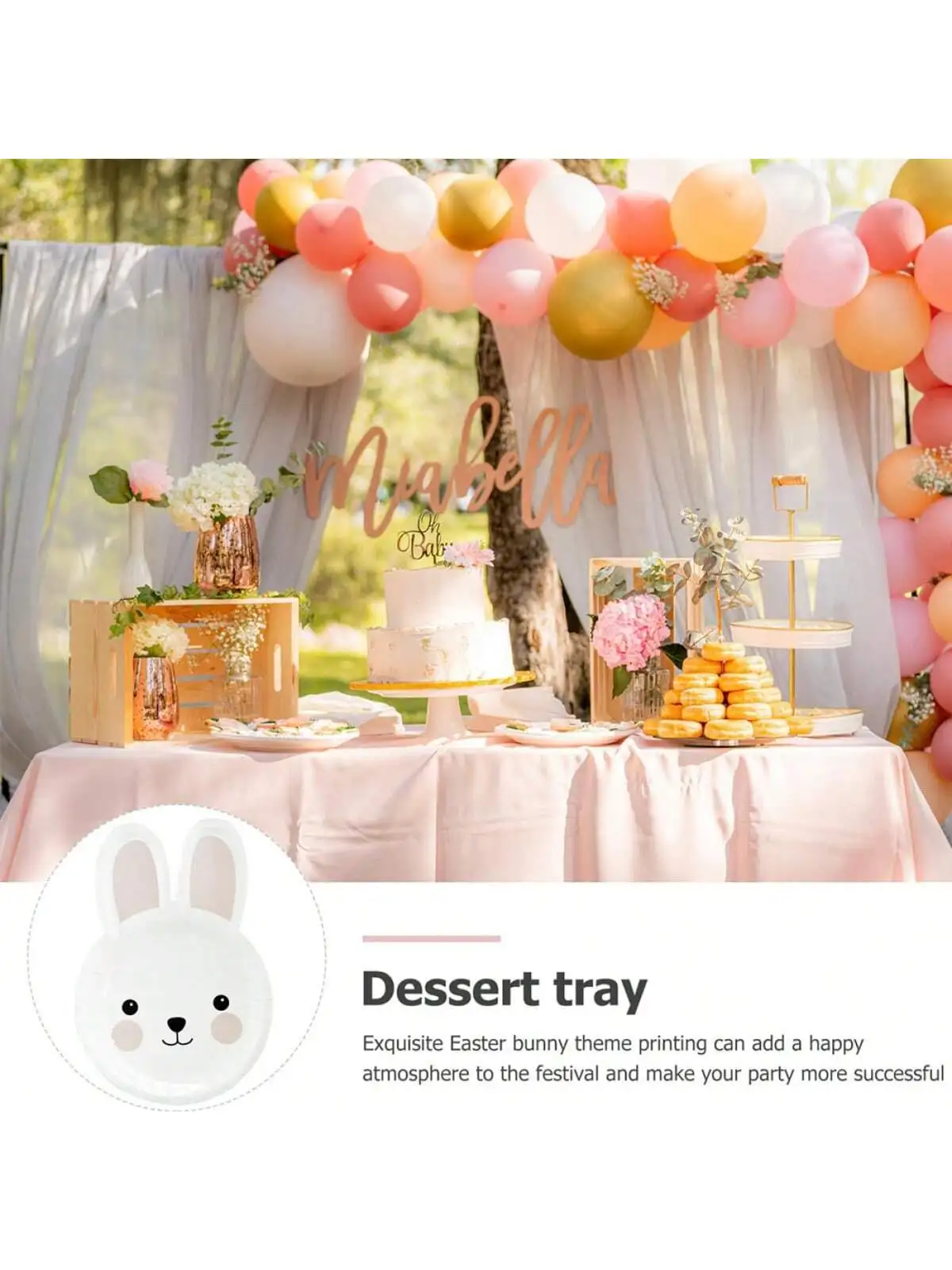 8pcs Rabbit Paper Plate Disposable Plates Easter Party Decorations Bunny Birthday Plates Birthday Party Dinnerware Disposable Pa
