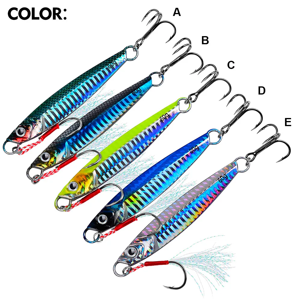PROBEROS Luya Iron Plate Sea Fishing Metal Bionic Bait 17g/21g/24g/30g/40g/60g Double Hooks Luminous Fake Bait Wholesale 3