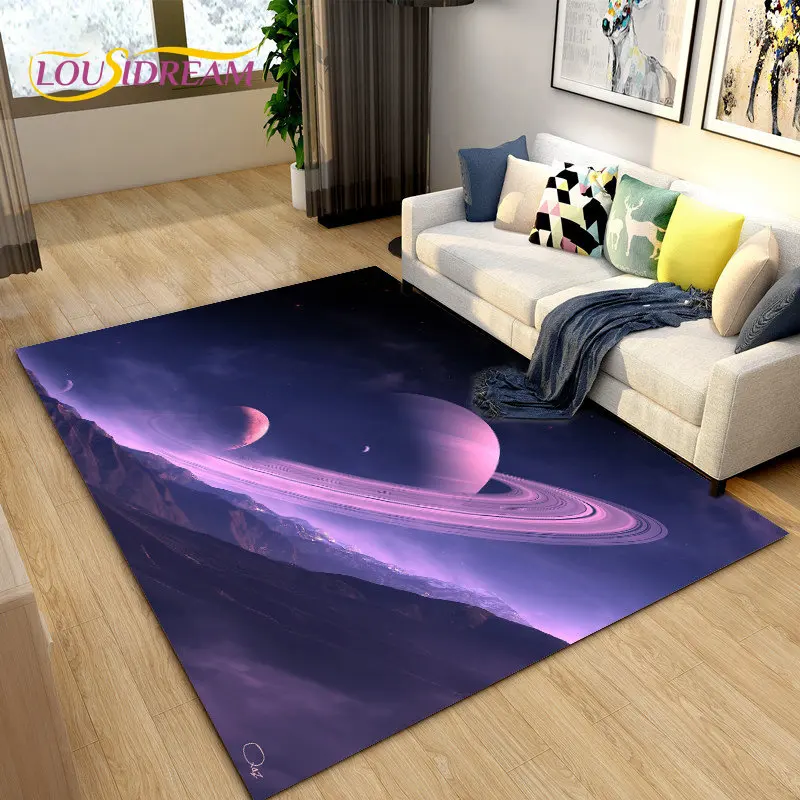 

3D Galaxy Space Fixed Stars Area Rug,Carpet Rug for Living Room Children's Room Decoration,Kids Play Crawling Non-slip Floor Mat