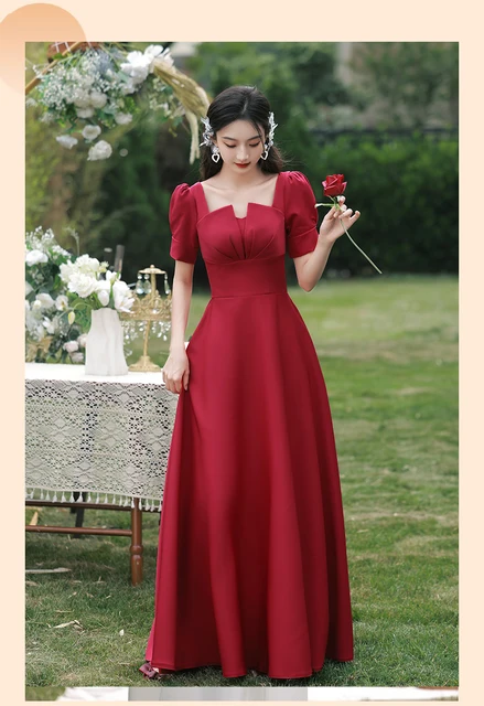 encaje vestidos de damas de honor color vino