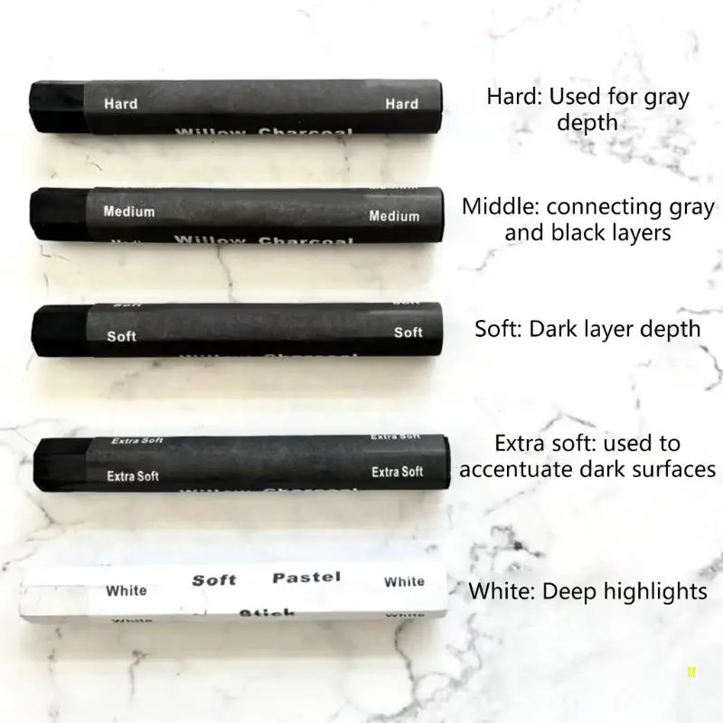 Charcoal Drawing Set Charcoal Sticks Artist Charcoal Pencils Water Soluble Charcoal Strips for Drawing Sketching Shading F19E 3