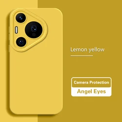 Sleek Soft Matte Silicone Case with Lens Protection - Square Design Back Cover for Huawei P60 (Lemon Yellow)