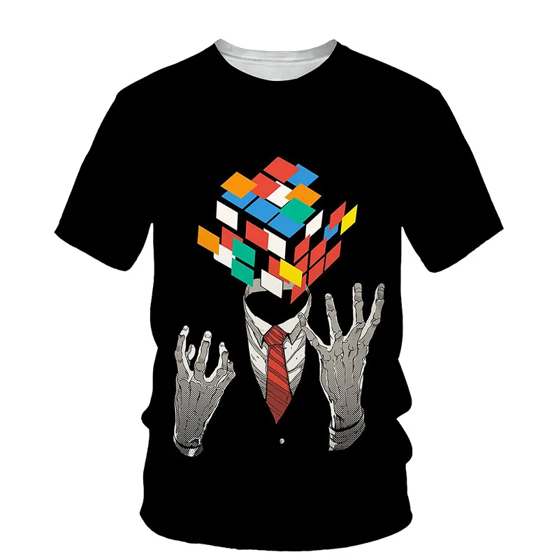 

Summer New Rubik's Cube 3D Print T-shirt Summer Fashion O-Neck Short Sleeve Fashion Loose T-shirt Hip-hop Style Casual Men's Top