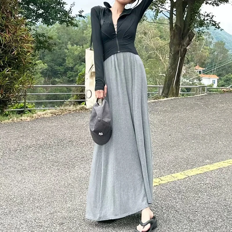 Spring Maternity Cotton Skirts Adjustable Waist Ankle-length Large Hem Pregnant Woman Empired Long Skirt Pregnany Clothes