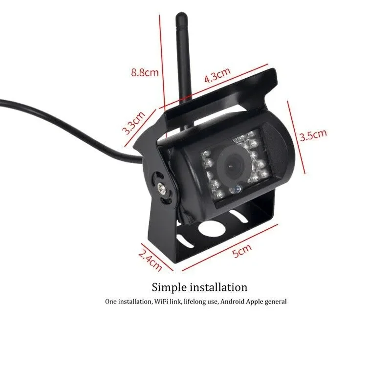 175° WiFi Wireless Car Rear View Backup Camera For IPhone IOS & Android - Night Vision, IP67 Waterproof
