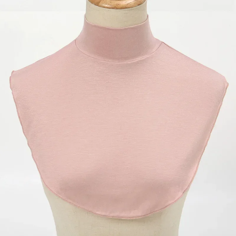 

Womens Muslim Modal Turtleneck Fake Collar Islamic Hijab Extensions Solid Color Mock Neck Cover Half Top Blouse