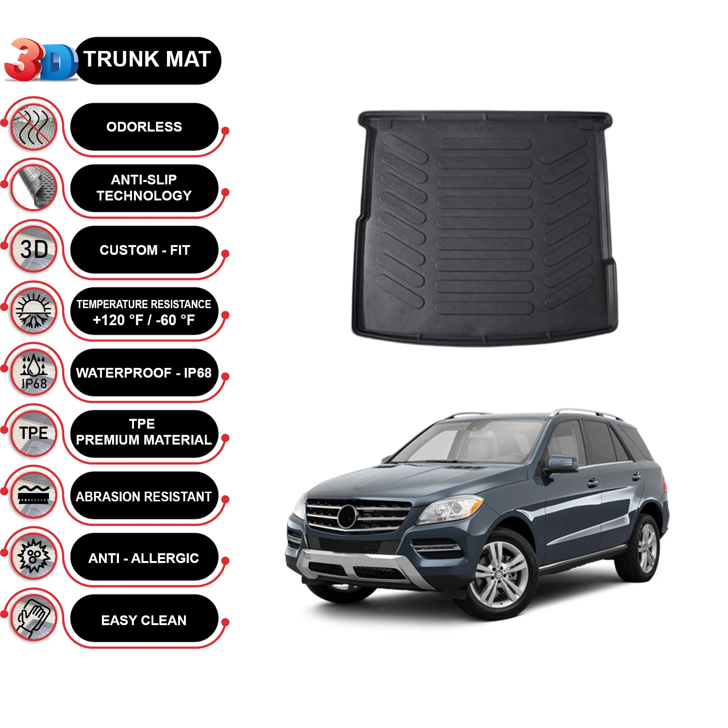 

Mercedes ML 166 2011-2015 Cargo Liner Rear Trunk Floor Mat