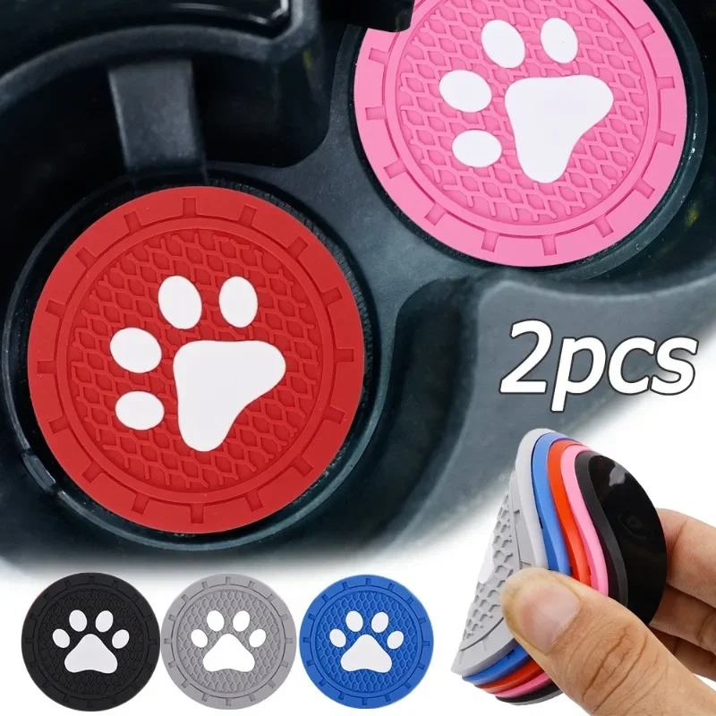 Cat Paws Pattern Water Cup Pad Car Interior Coaster Silicone Non-slip Water Cup Mat cup holder coasters car coaster pads Accessories