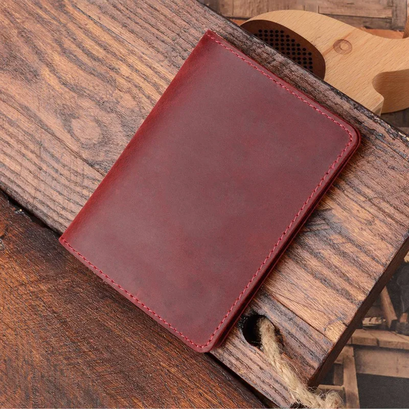 Unisex Plain Custom Engraved Genuine Leather RFID Passport Holder with Vacancy Blank Personalized Travel Document Case