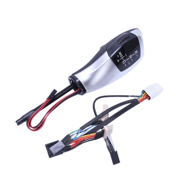 Car Leather Lhd Automatic Led Gear Shift Knob Handle Gear Knob Shifter Lever For E46 E60 E61 E63 E64(Silver) 1
