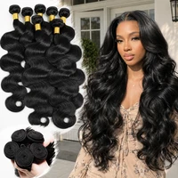 Gowik 12A Lots de mèches de cheveux humains 22 24 26 pouces, Ondulation naturelle, 100% Cheveux vierges brésiliens non traités, Extensions à tissage rapide, Noir naturel 1
