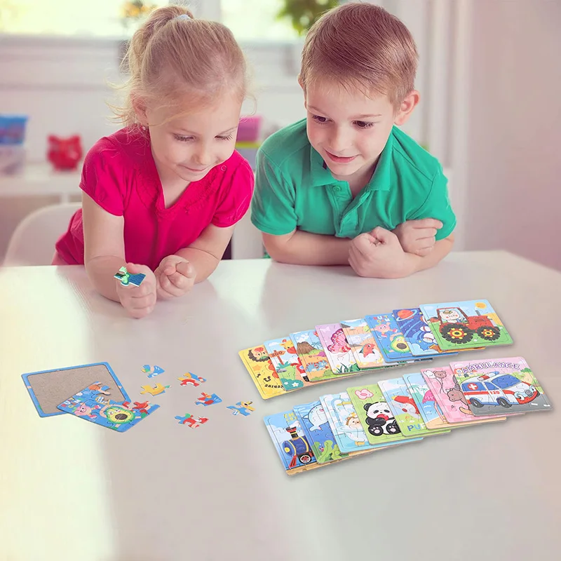 10/20Pcs Mini Cartoon Animal Puzzles Paper Jigsaw Kids Birthday Party Favors Gift School Rewards Pinata Filler Educational Toys