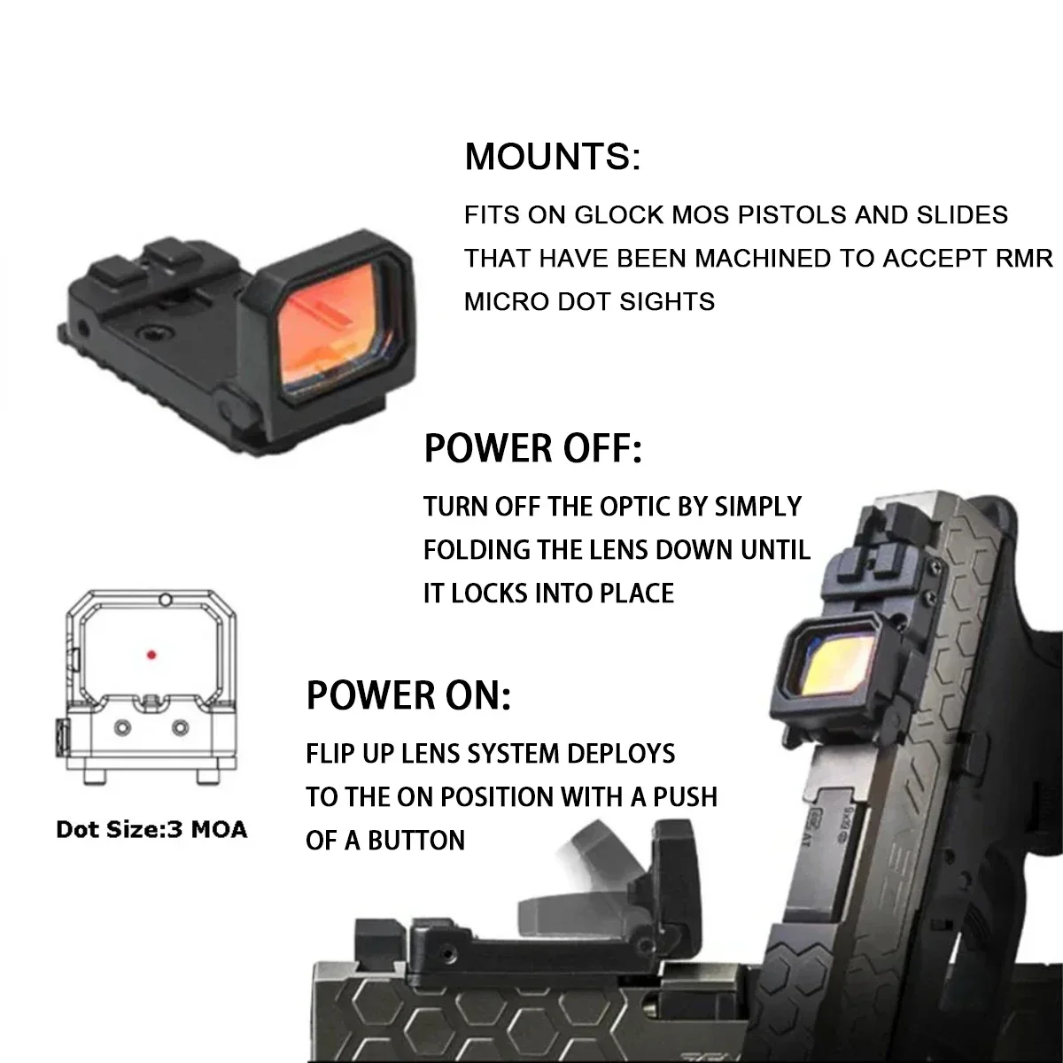 Hunting RMR VISM Flip Up Red Dot Sight Riflescope Glock MOS 1913 Mount For Airsoft Pistol Glock 17 19 AR15 Accessories red dot sight riflescope mount rifle scope