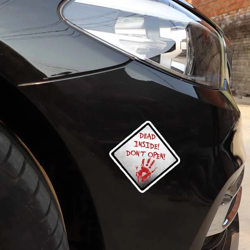 

DEAD INSIDE DONT OPEN Outdoor Sticker Walking ZOMBIE Reflective 14*14cm Hand Print Wall Decal Truck Vehicle Red Car
