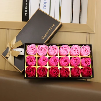 18Pcs Soap Rose Romantic Scented Bath Soap Flowers Home Decor Fake Flower Wedding Pink Petal Valentine's Day Christmas Gift Box 1