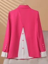 New Arrival Autumn Winter Fashion Women Ladies Blazer Pink Black Female Long Sleeve Solid Loose Casual Jacket Coat