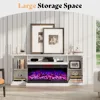 75in 3-Sided Glass Fireplace TV Stand for TVs up to 85", Rustic Media Entertainment Center Console Table 6