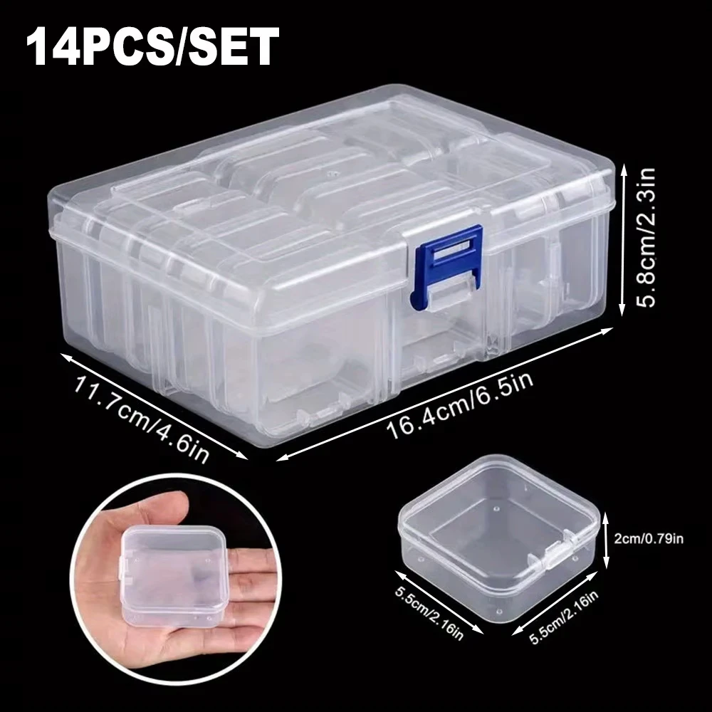 14/30Pcs Clear Plastic Bead Storage Containers Mini Storage Box for Jewelry Making Beading Crafts Screws 1 Sheet Label Sticker