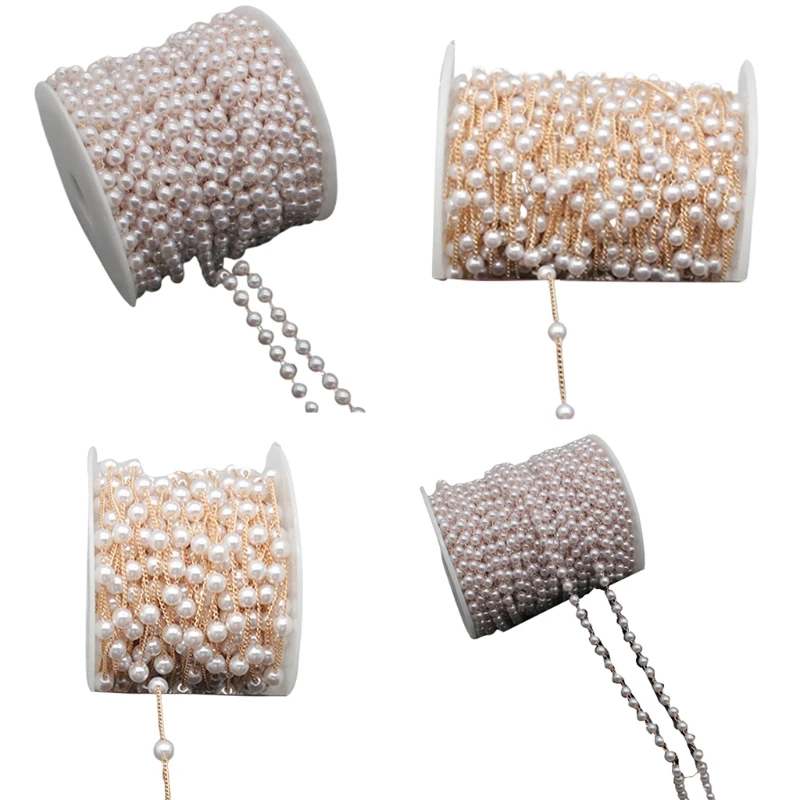 

Pearls Beaded Trim Beaded Fringe Ribbon Pearl Bead Chain Bead Cosplay Crown Bead Headband Wedding Necklace