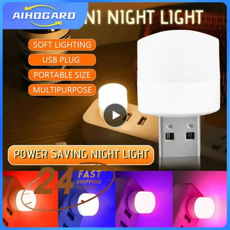 

1PCS Rechargeable Lamp USB Lamp Mini LED Night Light Power Bank Charging USB Book Lights Small Round Reading Desk Lamp Bulb