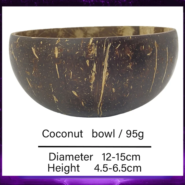 Natural Coconut Bowl 12-15cm Ramen Bowl Salad Bowl Rice Bowl Handmade Creative Coconut Shell Tableware Bowl Spoon Set 6