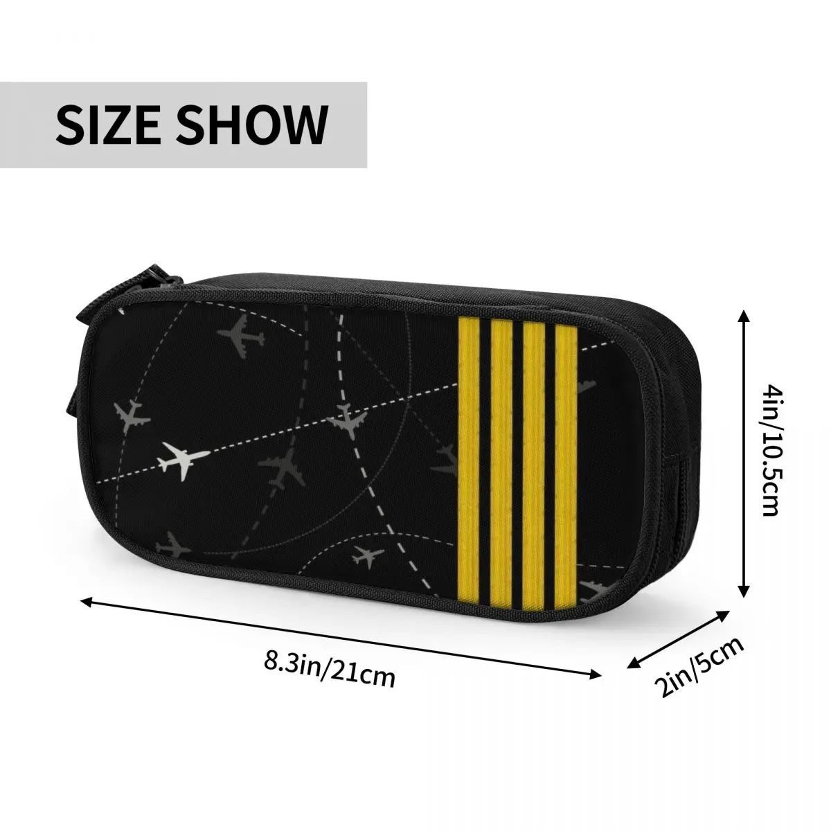 Airplane Flight Routes Captain Stripes Pencil Cases Large Capacity Aviation Aviator Pilot Pencil Pouch School Supplies