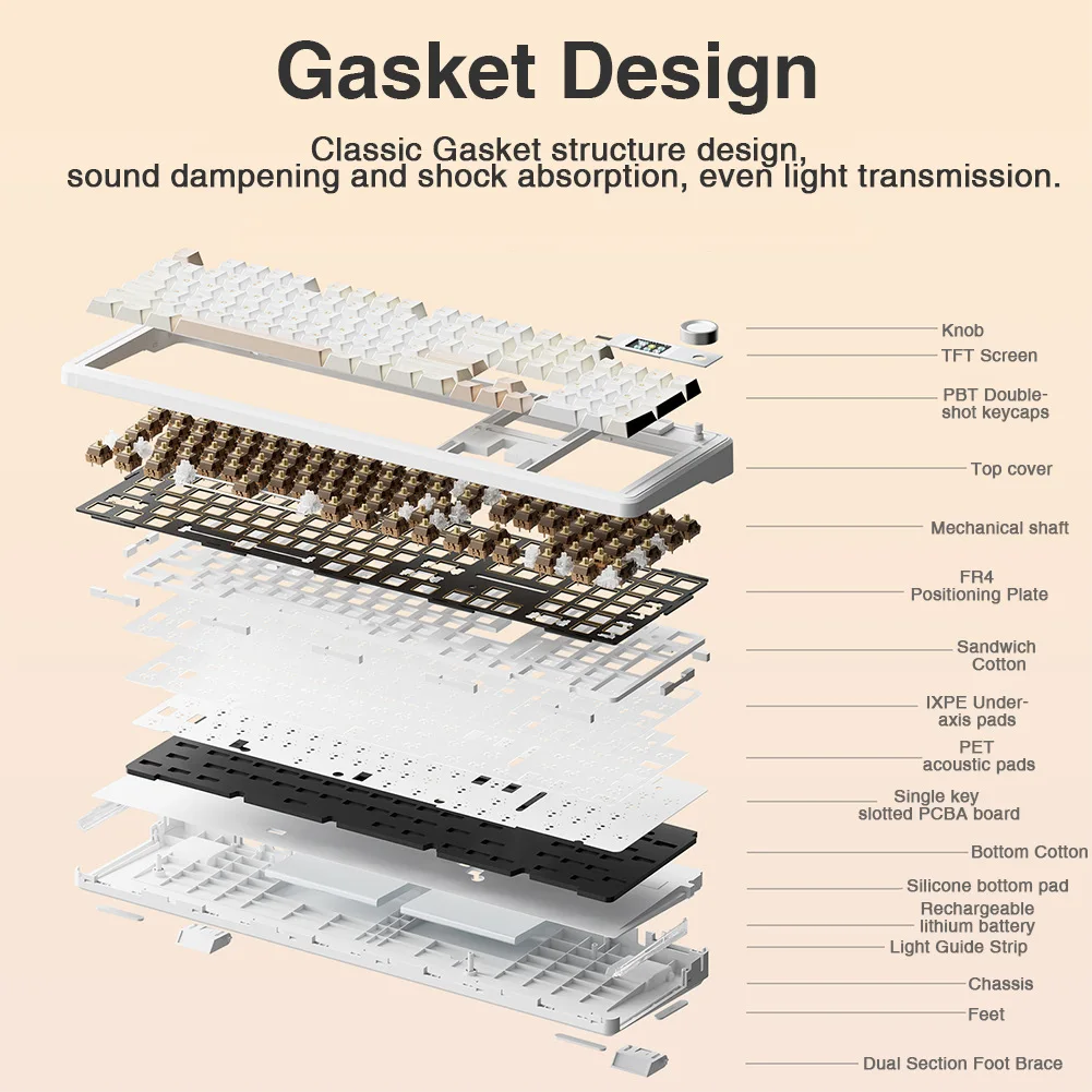 AULA F108 Pro Wireless Tri-Model Custom Keyboard Macro Gaming keyboard Gasket Hot-swap Full Size Keyboard with TFT Smart Display