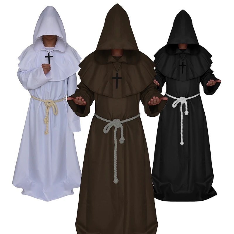 Medieval Monk Costume Renaissance Robe And Hood Friar Norway | Wizard ...