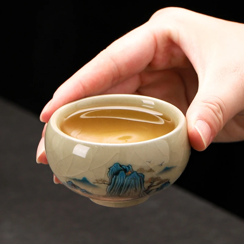 1pc Chinese Ceramic Tea Set Household Ceramic Drinking Tea Cup Tea Tasting Cup Tea Room Decoration Household Tea Utensils