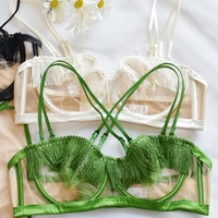 BANERDANNI Ensemble de soutien-gorge dos nu français sexy de luxe léger - Bralette minimiseur en maille transparente Lingerie en dentelle ultra-mince Vente en stock limitée 1