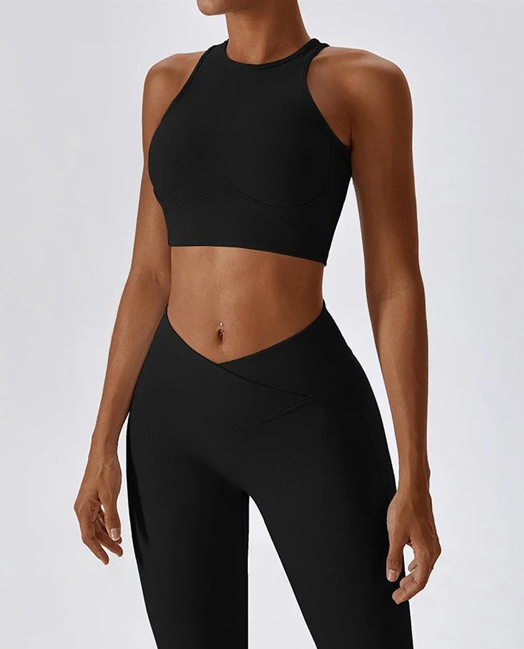 Yoga-Kleidung, hochfeste Unterwäsche, stoßfester Sport-BH für Laufen und Fitness, geripptes Top, Weste – Detail 4