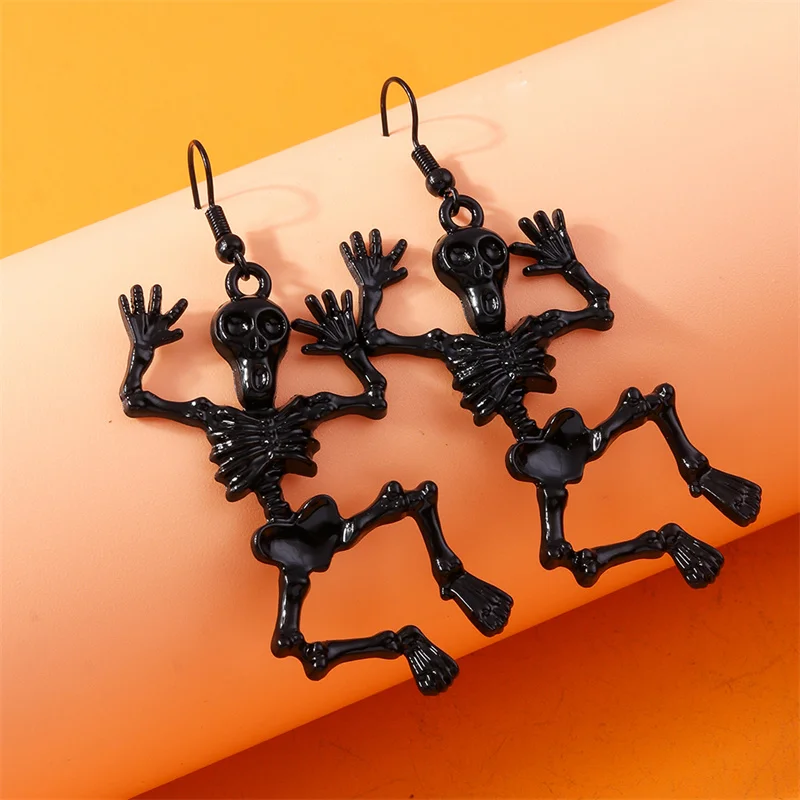 Aihua Vintage Legierung Metall Schädel Skelett Ohrringe für Frauen Männer Halloween Nacht Ohrringe Party Schmuck Geschenke