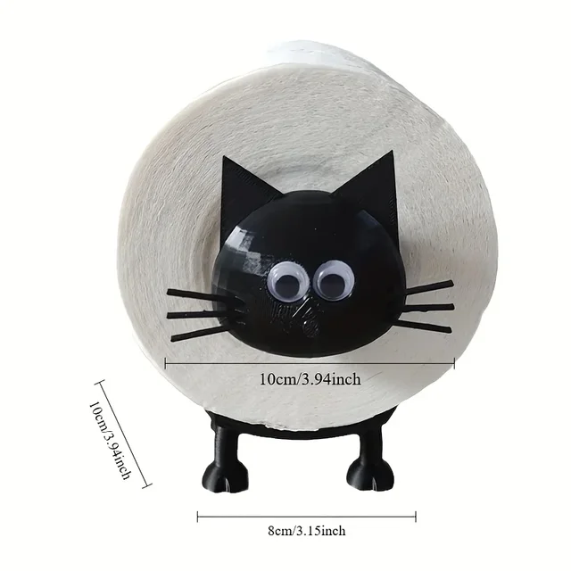 1pc porte-rouleau de papier toilette chat drôle, porte-rouleau de Loo de mouton noir imprimé en 3D autoportant, ensemble de salle de bain en plastique auto-adhésif 3