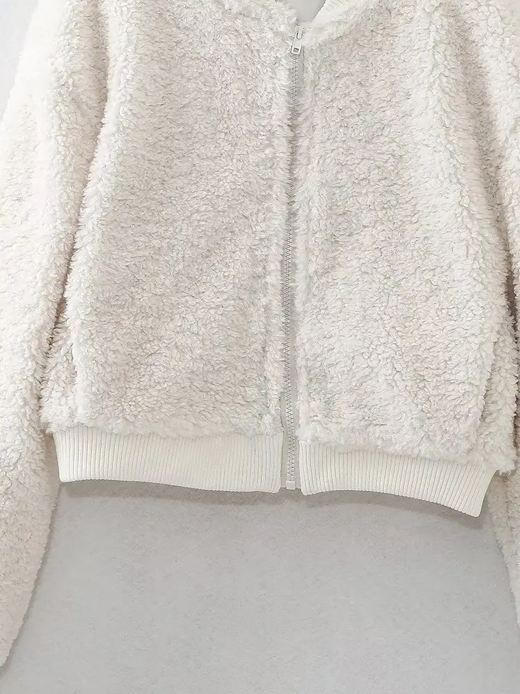 Withered Blogger High Street Artificial Lamb Wool Flight Jacket Fashion Bomber Jacket Short Top Winter Coat Women